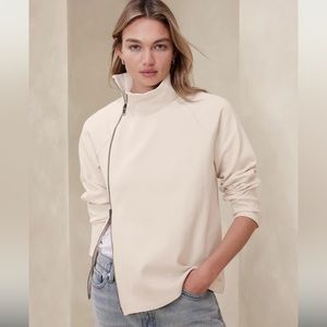 TWO WAY ZIPPER SWEATSHIRT, Banana Republic Factory